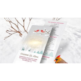 Snow Wonderland Birds Deer Winter Hochzeitsprogram Programm