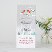Snow Wonderland Birds Deer Winter Hochzeitsprogram Programm (Stehend Vorderseite)