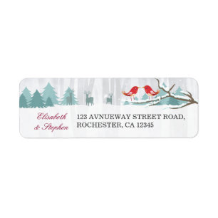Snow Wonderland Birds Deer Winter Wedding Address