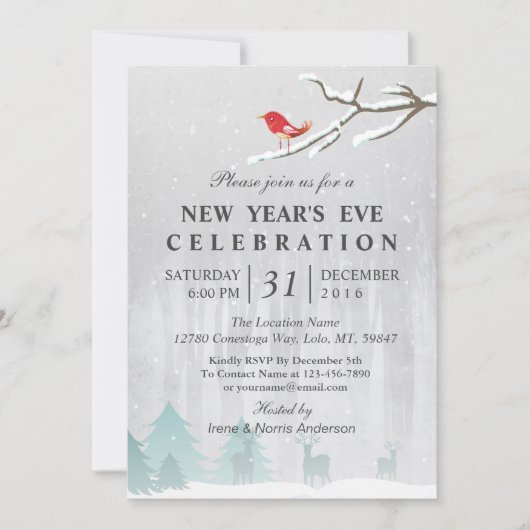 Snow Wonderland Neujahrsfeierliche Party Einladung (Vorderseite)