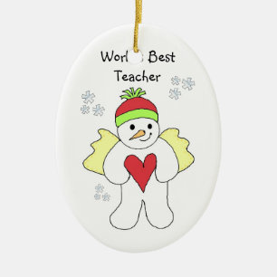 SnowAngel World's Best Teacher Design Keramik Ornament