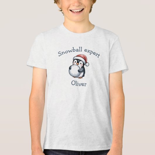 Snowball Expert Cute Penguin Christmas Tri-Blend Shirt (Vorderseite)