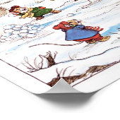 Snowball Fight Mice Illustration Print Poster (Ecke)