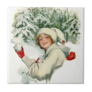 Snowball Fight (von Harrison Fisher) Fliese