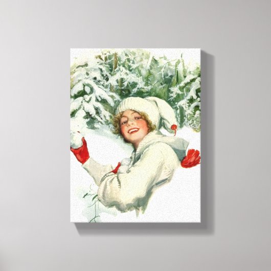 Snowball Fight (von Harrison Fisher) Leinwanddruck (Vorderseite)