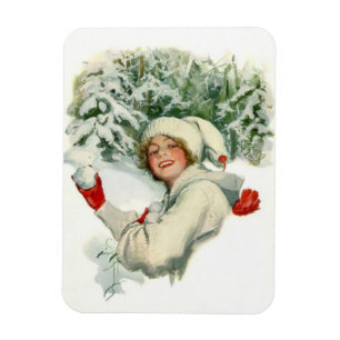 Snowball Fight (von Harrison Fisher) Magnet