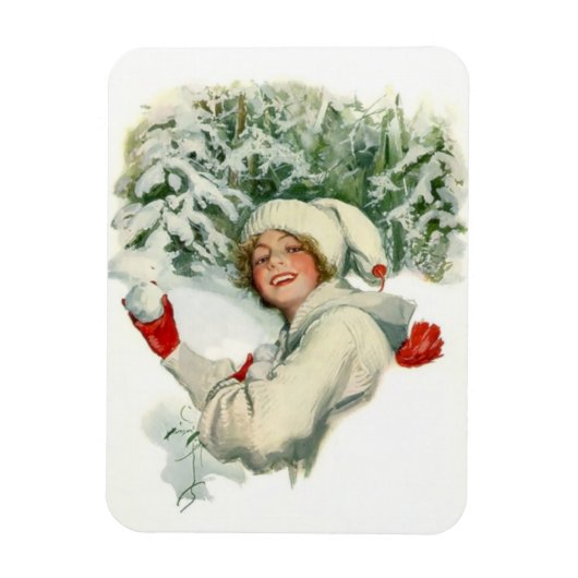 Snowball Fight (von Harrison Fisher) Magnet (Vertikal)