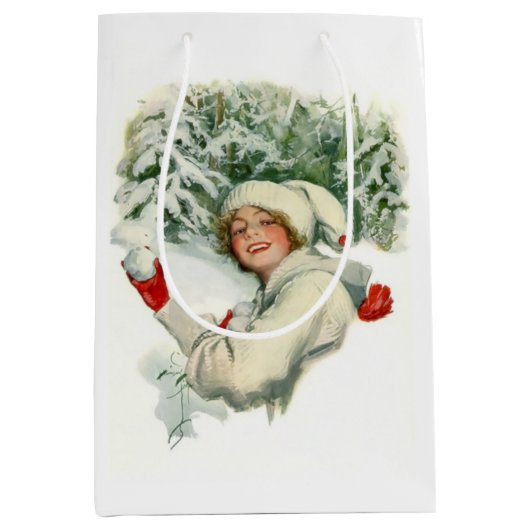 Snowball Fight (von Harrison Fisher) Mittlere Geschenktüte (Vorderseite)