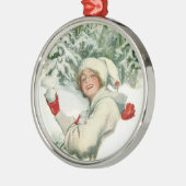 Snowball Fight (von Harrison Fisher) Ornament Aus Metall (Links)