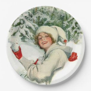 Snowball Fight (von Harrison Fisher) Pappteller