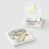 Snowball Fight (von Harrison Fisher) Steinuntersetzer (Seitenansicht)