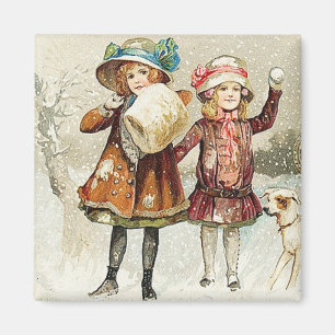 Snowball Girls Vintage Magnetikschild Magnet