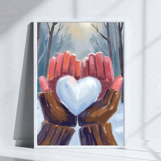 Snowball Heart | Winter Gloves Watercolor Poster
