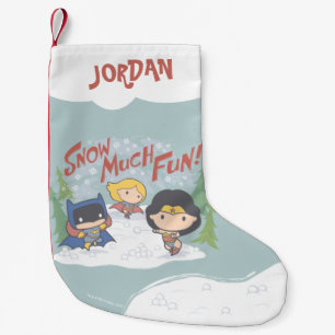Snowball-Kampf der Gerechtigkeitsliga Chibi Kleiner Weihnachtsstrumpf