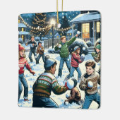Snowball Kämpfen Personalisierte Weihnachten Keramikornament (Links)