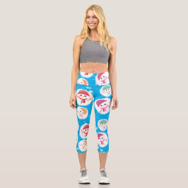 Snowball und Snowman Blue 2 Capri Leggings