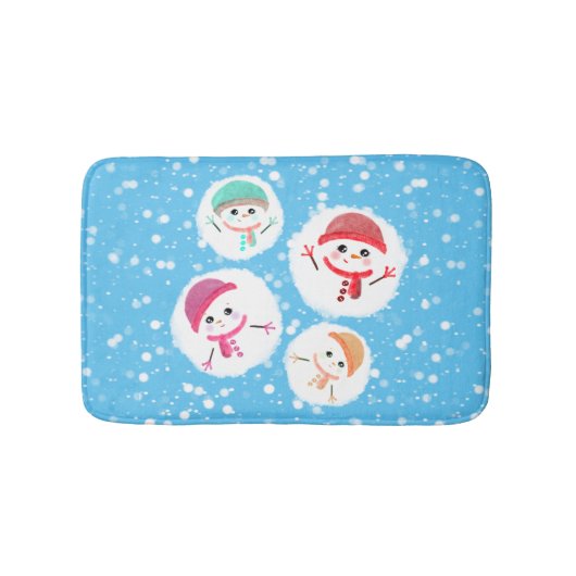 Snowball und Snowman Blue Badematte (Vorderseite)