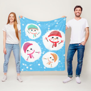 Snowball und Snowman Blue Fleecedecke