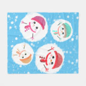 Snowball und Snowman Blue Fleecedecke (Vorderseite (Horizontal))