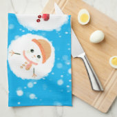 Snowball und Snowman Blue Geschirrtuch (Viertel Falte)