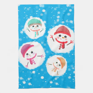 Snowball und Snowman Blue Geschirrtuch