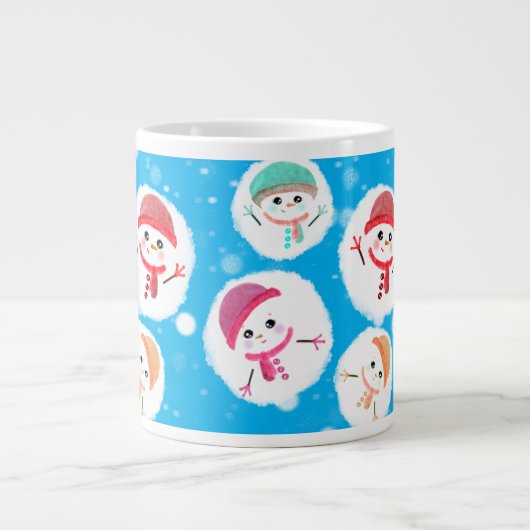 Snowball und Snowman Blue Jumbo-Tasse (Vorderseite)