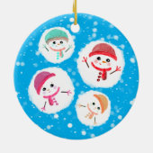 Snowball und Snowman Blue Keramik Ornament (Hinten)