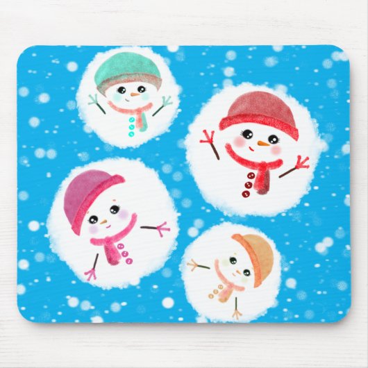 Snowball und Snowman Blue Mousepad (Vorne)
