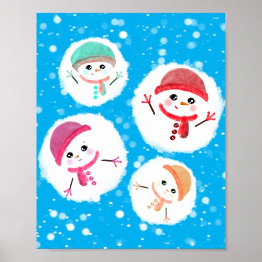 Snowball und Snowman Blue Poster (Vorne)