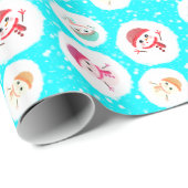 Snowball und Snowman Light Blue Geschenkpapier (Rolleneckpunkt)