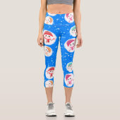 Snowball und Snowman mit Hintergrund Capri Leggings (Vorderseite)
