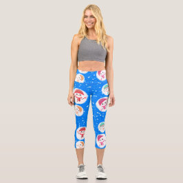Snowball und Snowman mit Hintergrund Capri Leggings