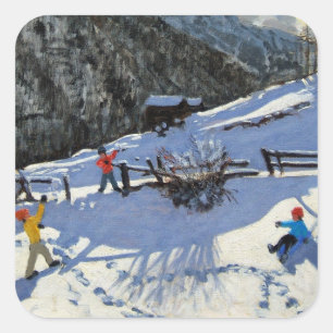 Snowballers Zermatt Quadratischer Aufkleber
