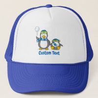 Snowballing penguins trucker hat