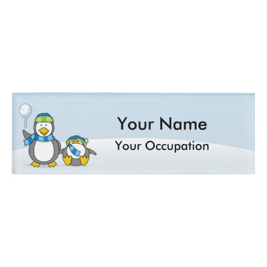 Snowballpinguine Name Tag Namenschild (Vorderseite)