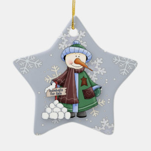 Snowballs für Sale Whimsical Snowman Keramikornament