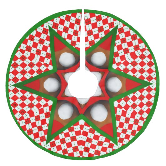 Snowballs und Christmas Gingham Polyester Weihnachtsbaumdecke (Vorderseite)