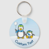 Snowballspielen Pinguine Schlüsselanhänger (Vorderseite)