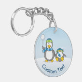 Snowballspielen Pinguine Schlüsselanhänger (Vorderseite links)