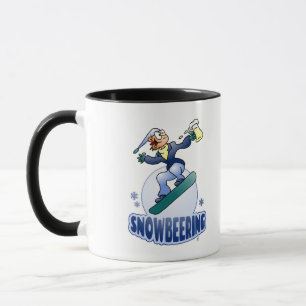 Snowbeering, Snowboarding mit einem Bier Tasse
