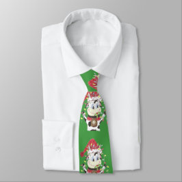 Snowbell the cow & the Xmas lights green tie Krawatte