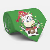 Snowbell the cow & the Xmas lights green tie Krawatte (Gerollt)