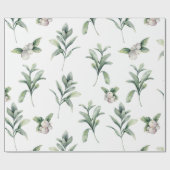 Snowberries und Winter Greenery Geschenkpapier (Flach)