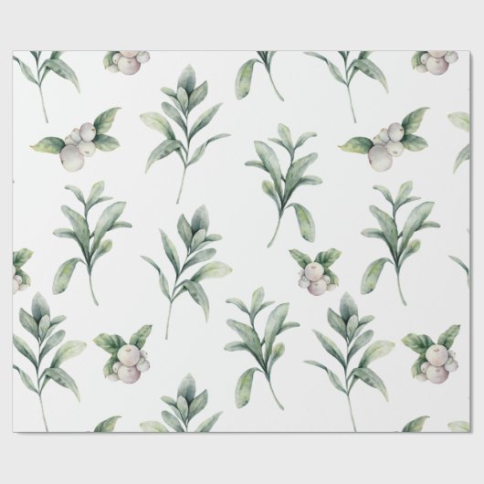 Snowberries und Winter Greenery Geschenkpapier (Flach)