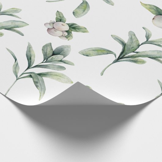 Snowberries und Winter Greenery Geschenkpapier (Ecke)
