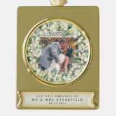 Snowberries - Unser Erster Weihnachtsmann & Foto Banner-Ornament Gold (Vorderseite)