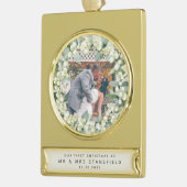 Snowberries - Unser Erster Weihnachtsmann & Foto Banner-Ornament Gold (Links)