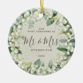Snowberries - Unser Erster Weihnachtsmann & Foto Keramik Ornament (Vorne)