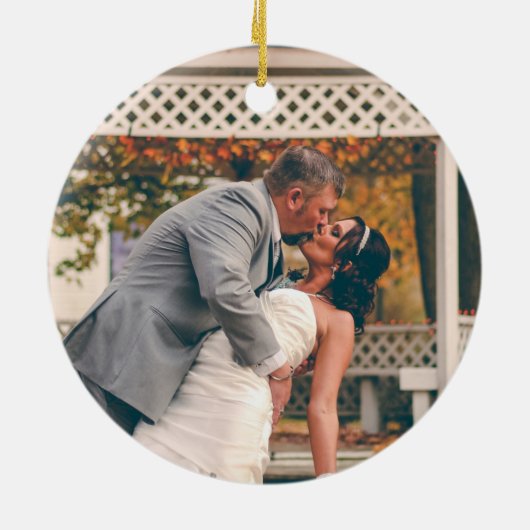 Snowberries - Unser Erster Weihnachtsmann & Foto Keramik Ornament (Hinten)