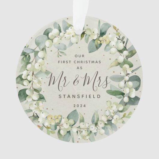 Snowberries - Unser Erster Weihnachtsmann & Foto Ornament (Vorderseite)